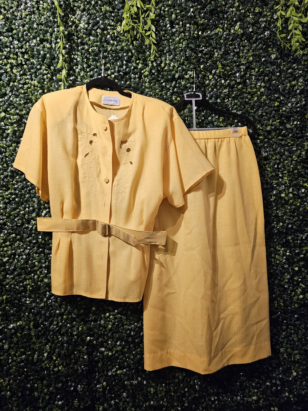 Leslie Fay Golden Rod Yellow Two-Piece Skirt Set